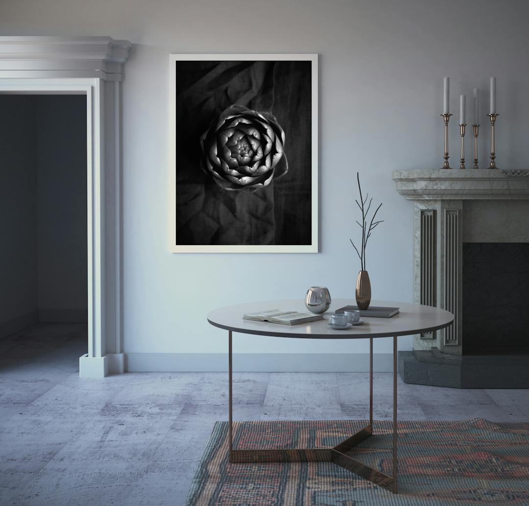 mock up poster in vintage classy loft interior background, conte