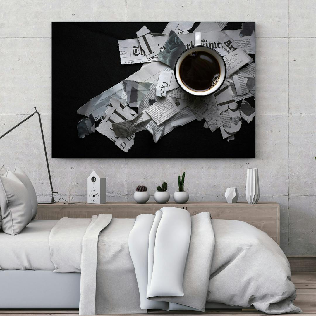 Mockup blank poster 3D rendering of interior bed room