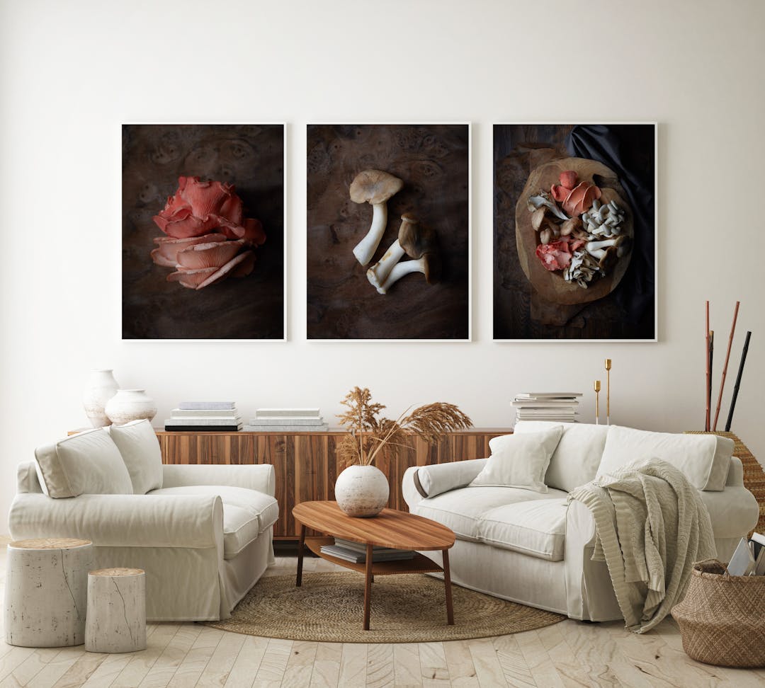 mock up poster frame in modern interior background, living room,
