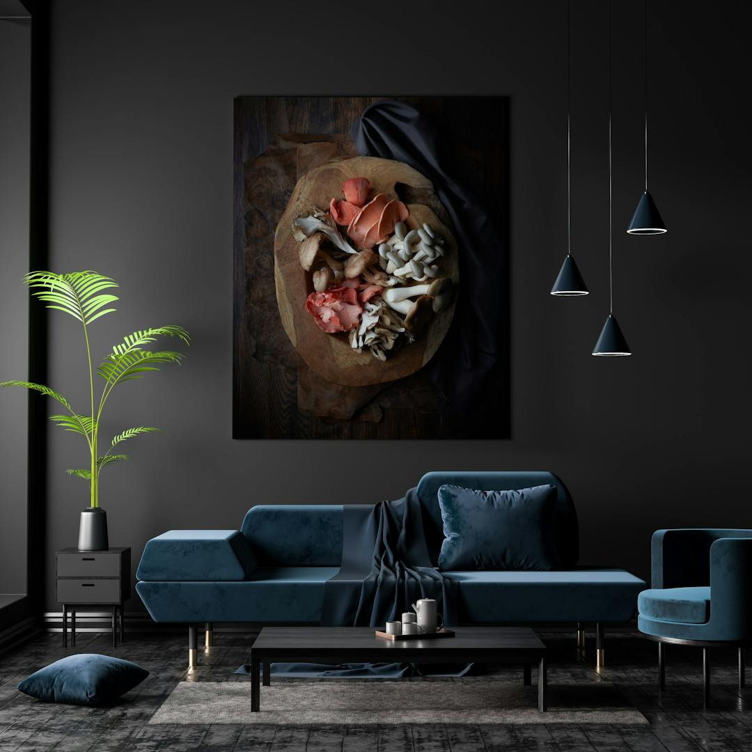 Mock up poster frame in Scandinavian style hipster interior. 3D