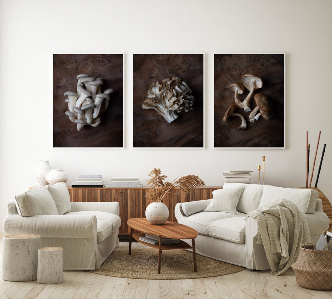 mock up poster frame in modern interior background, living room,