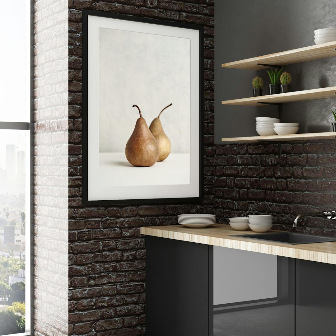 Contemporary kitchen with empty poster