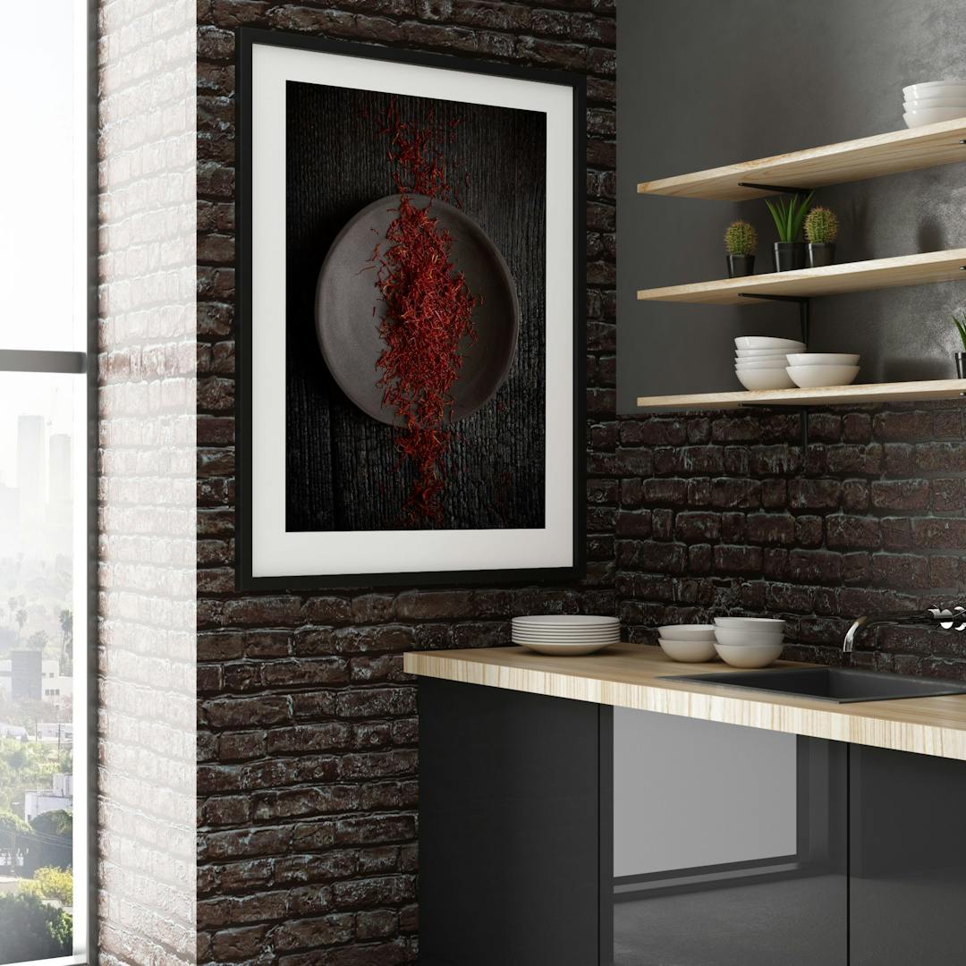 Contemporary kitchen with empty poster